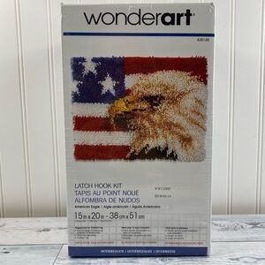NEW! WONDERART USA Latch Hook American Flag Eagle Rug Kit‎ 15" X 20" GIFT READY!